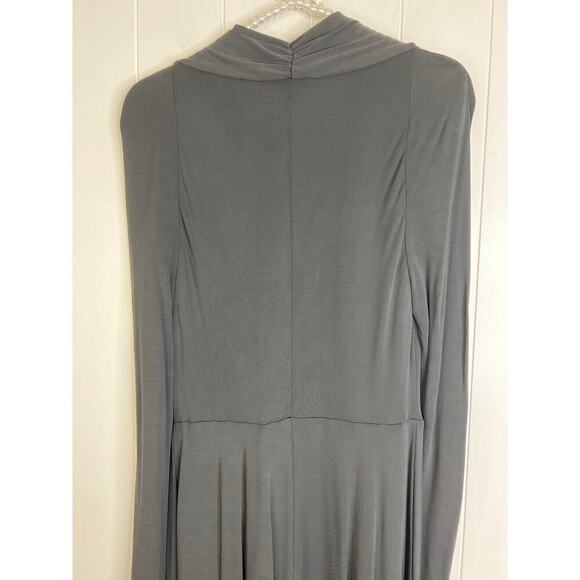 L.K.Bennett London Black Faux Wrap Asymmetrical Hem Long Sleeve Midi Dress SZ 10 - Picture 8 of 9